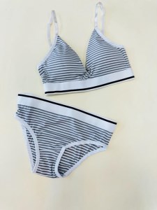 ست نیمتنه و شورت کبریتی راه راه 7746 رنگ طوسی