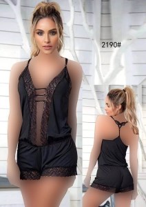 لباس خواب کد 2190 اورال تاپ شورتک رنگ مشکی